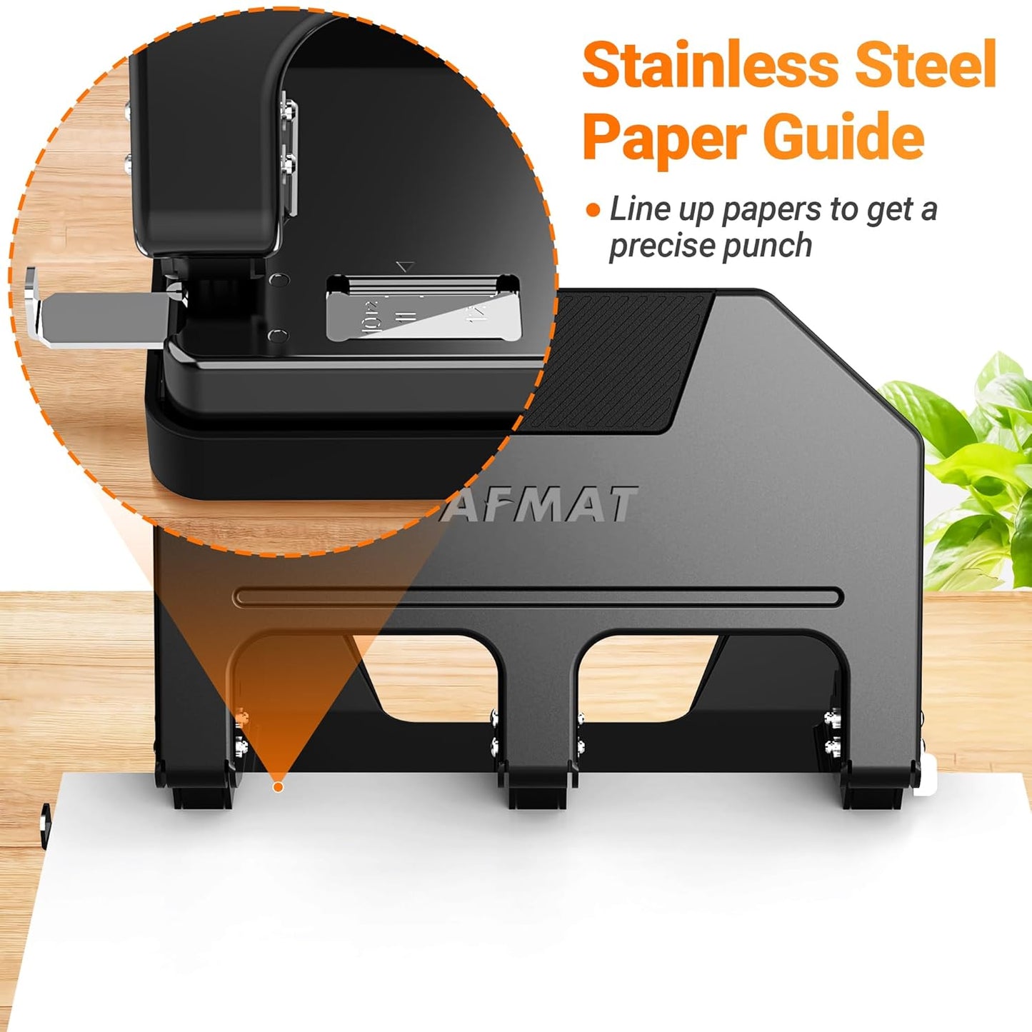 AFMAT 3 Hole Punch Heavy Duty, 40-Sheet 3 Hole Puncher for Binder, Metal Three Hole Punch w/ 10000+ Punching Times