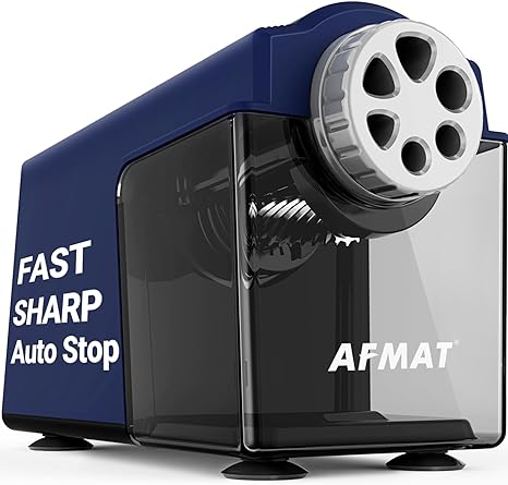 AFMAT PSX4 Electric Pencil Sharpener Heavy Duty, 6-Hole Classroom Pencil Sharpener for 6-11mm Pencils,Blue