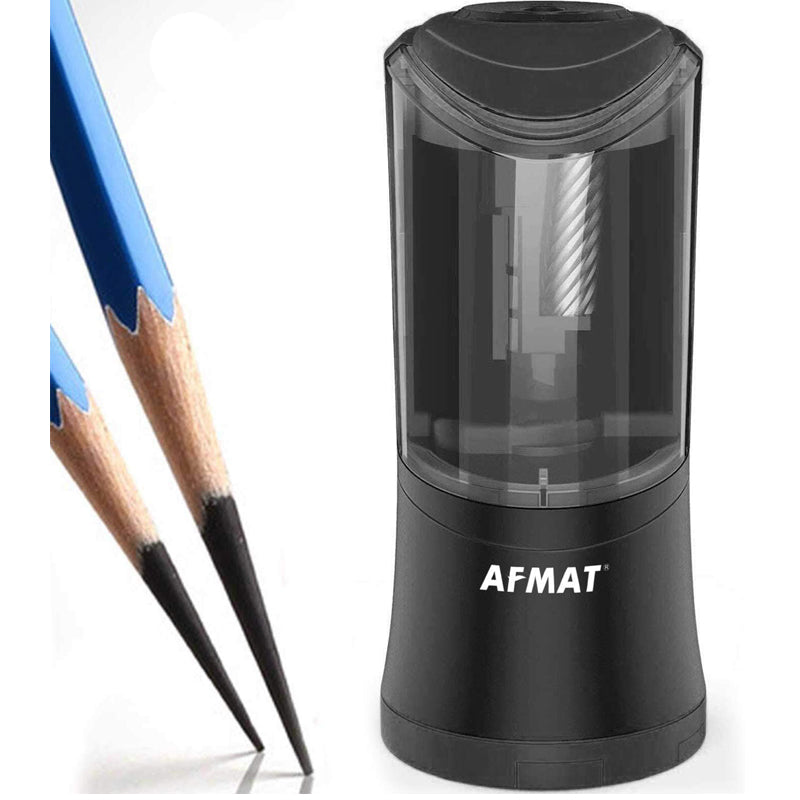 AFMAT Rechargeable Long Point Pencil Sharpener, 2 Holes, Fast Sharpen & Auto Stop, 8-17mm
