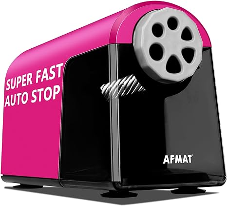 AFMAT PSX2 Heavy Duty Electric Pencil Sharpener for Classroom, 6 Holes, Electric Pencil Sharpeners for Home,Pink