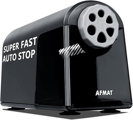 AFMAT PSX2 Heavy Duty Electric Pencil Sharpener for Classroom, 6 Holes, Electric Pencil Sharpeners for Home,Grey