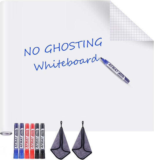 Disponible en France:AFMAT D02 Rouleau de film pour tableau blanc, 183 x 122 cm, grande surface effaçable, pour le bureau, la maison et l'école, pas de fantôme après 60 jours, 6 marqueurs bien meilleurs,D02