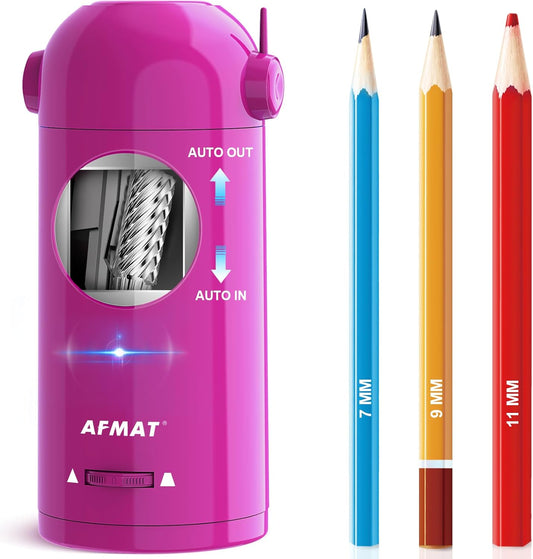 AFMAT PSX5 Fully Automatic Electric Pencil Sharpener,AFMAT Electric Robot Pencil Sharpener for Colored Pencils 7-11.5mm,Purple