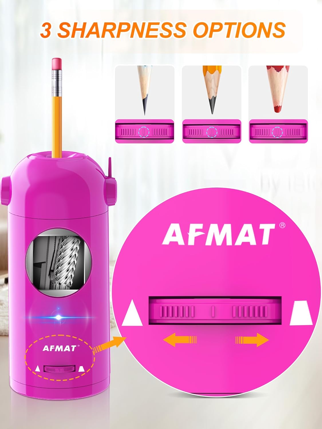 AFMAT PSX5 Fully Automatic Electric Pencil Sharpener,Black