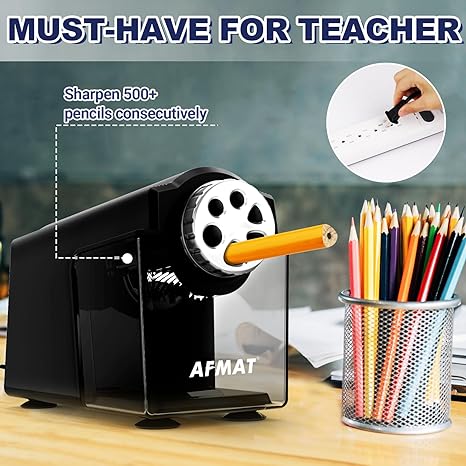 Electric Pencil Sharpener Heavy Duty, 6-Hole Classroom Pencil Sharpener for 6-11mm Pencils, Auto Stop Pencil Sharpener Plug in,10000 Sharpening Times, Save Colored Pencils, Pink