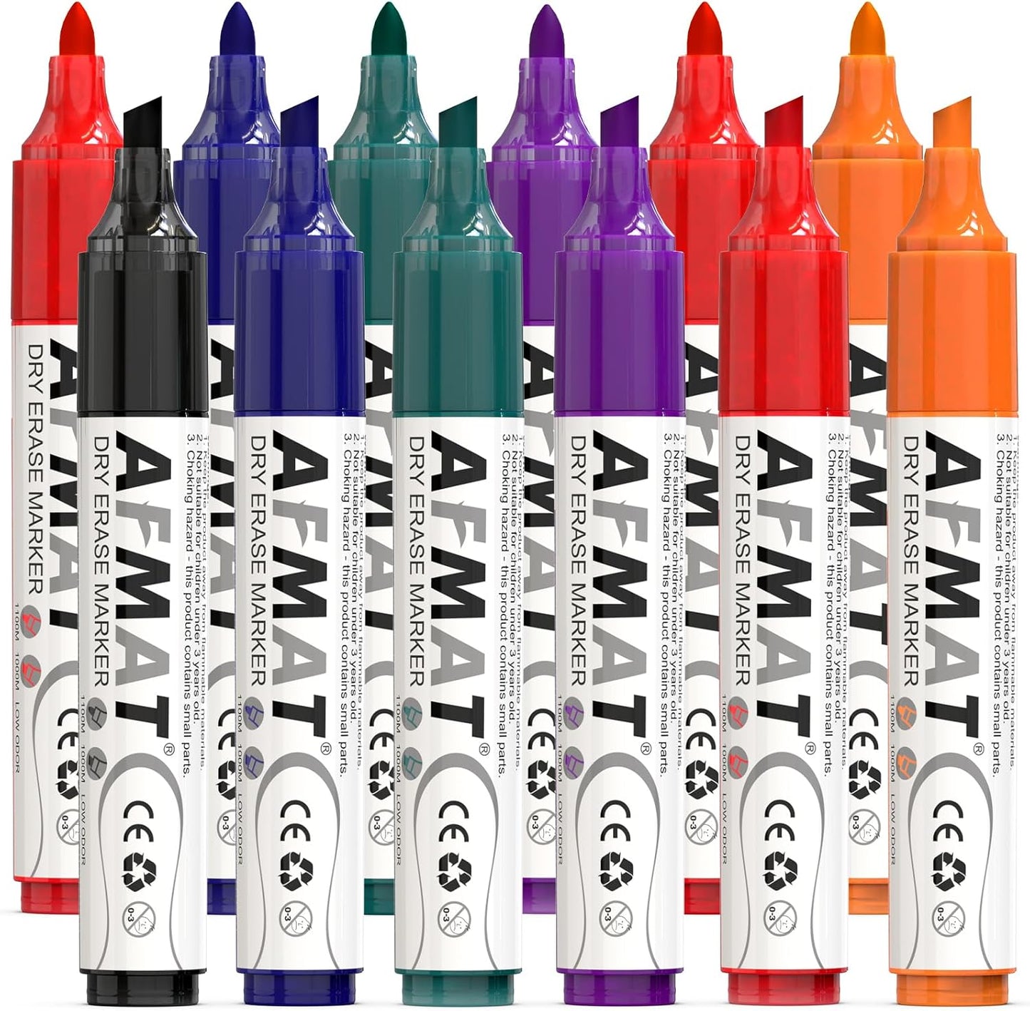 AFMAT Dry Erase Markers, 12-Count Whiteboard Markers, (6 Bullet Tip + 6 Chisel Tip)
