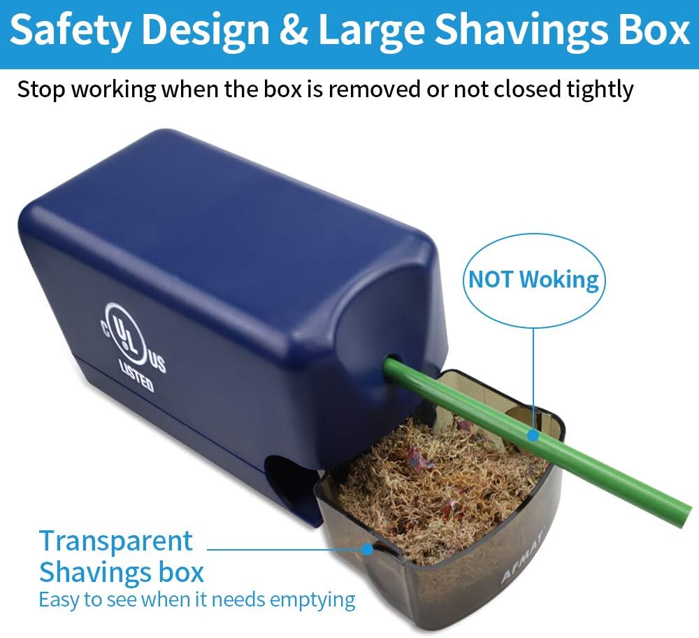AFMAT Heavy Duty Classroom Pencil Sharpeners for 6.5-8mm No.2/Colored Pencils