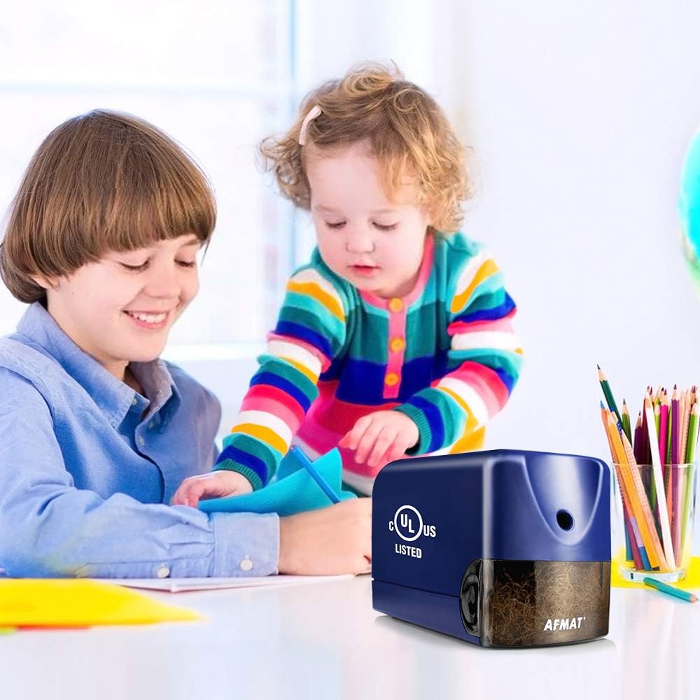 AFMAT Heavy Duty Classroom Pencil Sharpeners for 6.5-8mm No.2/Colored Pencils