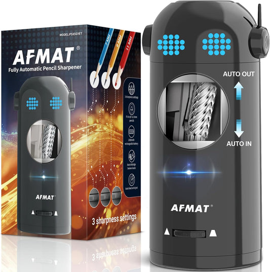 AFMAT PSX5ET Fully Automatic Electric Colored Pencil Sharpener,AFMAT Electric Pencil Sharpener for Colored Pencils 7-11.5mm,Grey