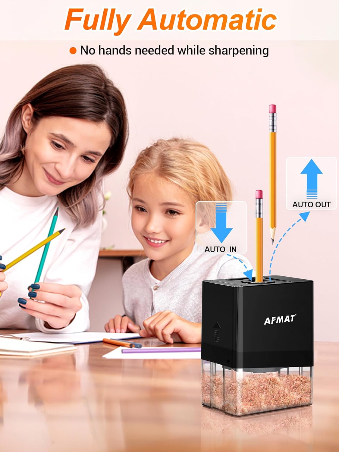 AFMAT PSA8 Fully Automatic Small Battery Operated Electric Pencil Sharpener