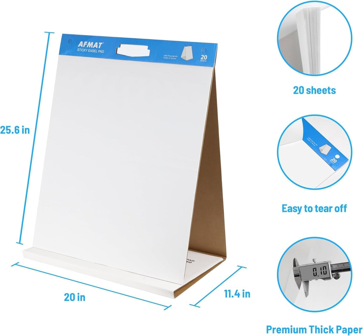 2-Pack Tabletop Sticky Easel Pad and Dry Erase Board 2 in 1, 20 x 23 inches, 20 Sheets/Pad, Portable Easel Stands for Teachers, Ideal for Training, Presentation, Meetings, Kids Doodling AFTP22BL