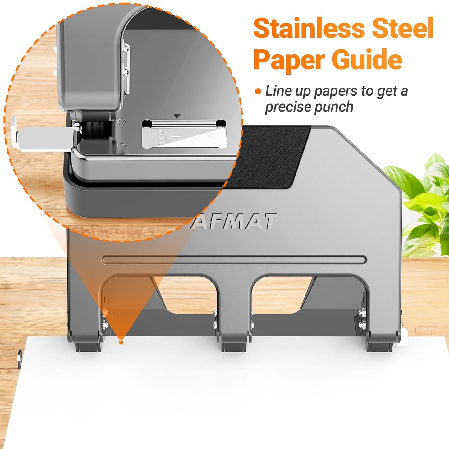 AFMAT 3 Hole Punch Heavy Duty, 40-Sheet 3 Hole Puncher for Binder, Metal Three Hole Punch w/ 10000+ Punching Times