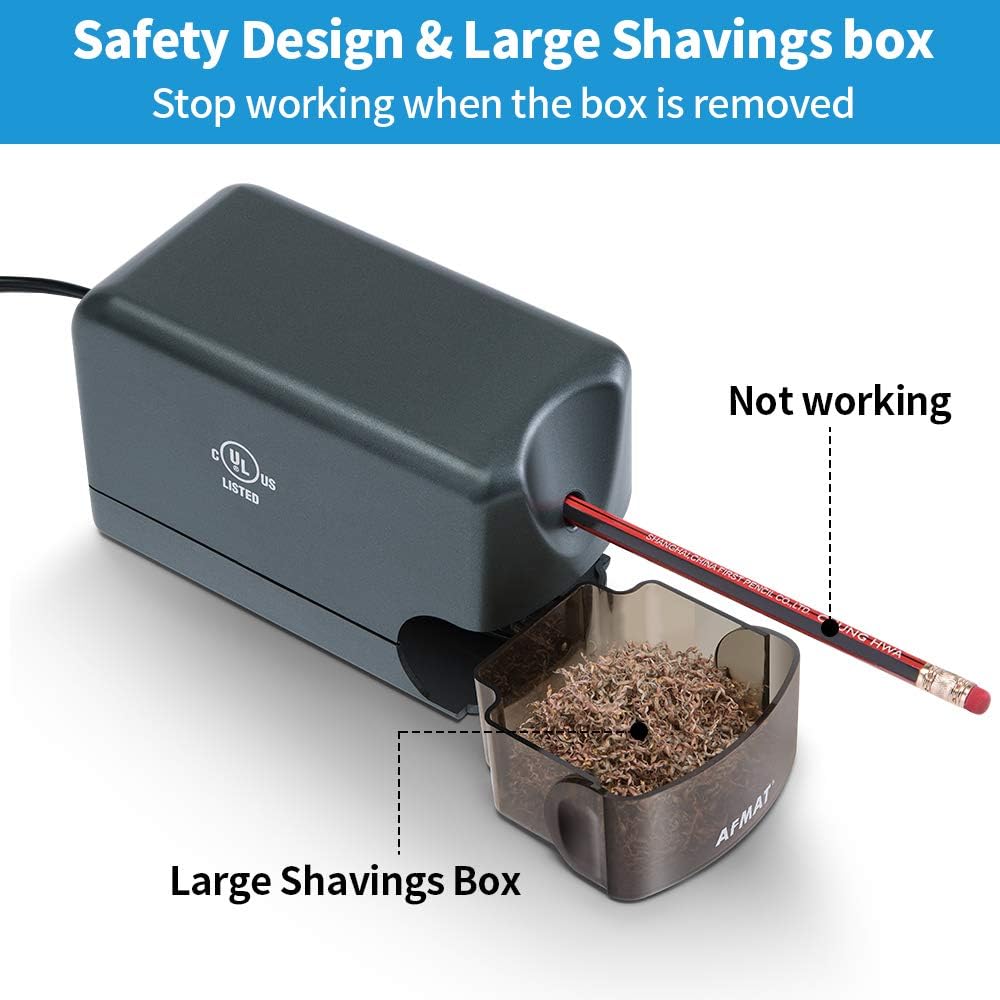 AFMAT Heavy Duty Classroom Pencil Sharpeners for 6.5-8mm No.2/Colored Pencils