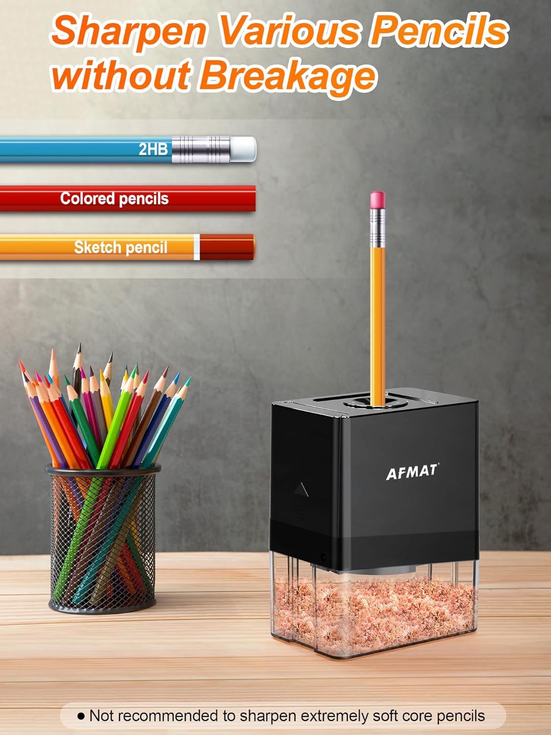 AFMAT PSA8 Fully Automatic Small Battery Operated Electric Pencil Sharpener
