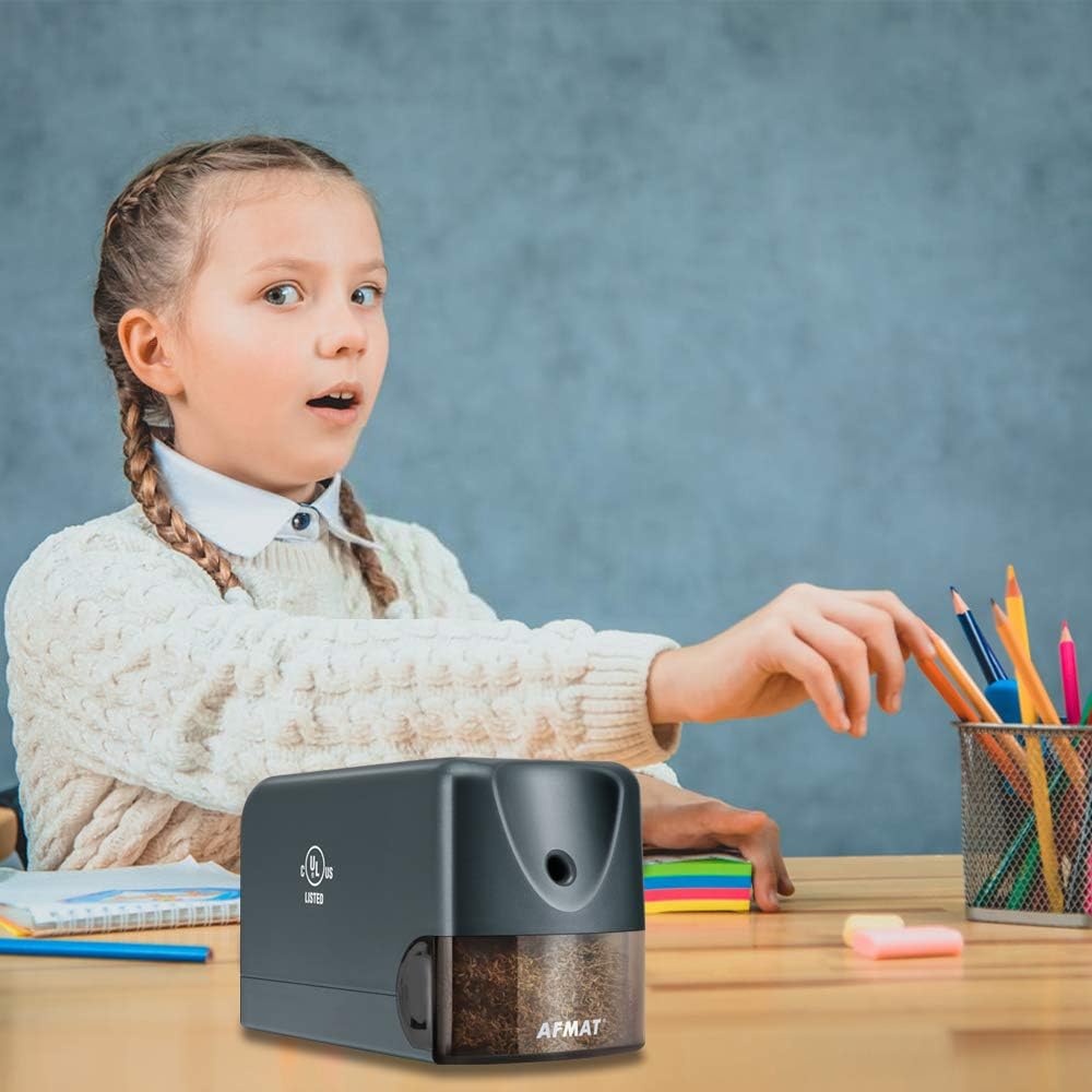 AFMAT Heavy Duty Classroom Pencil Sharpeners for 6.5-8mm No.2/Colored Pencils