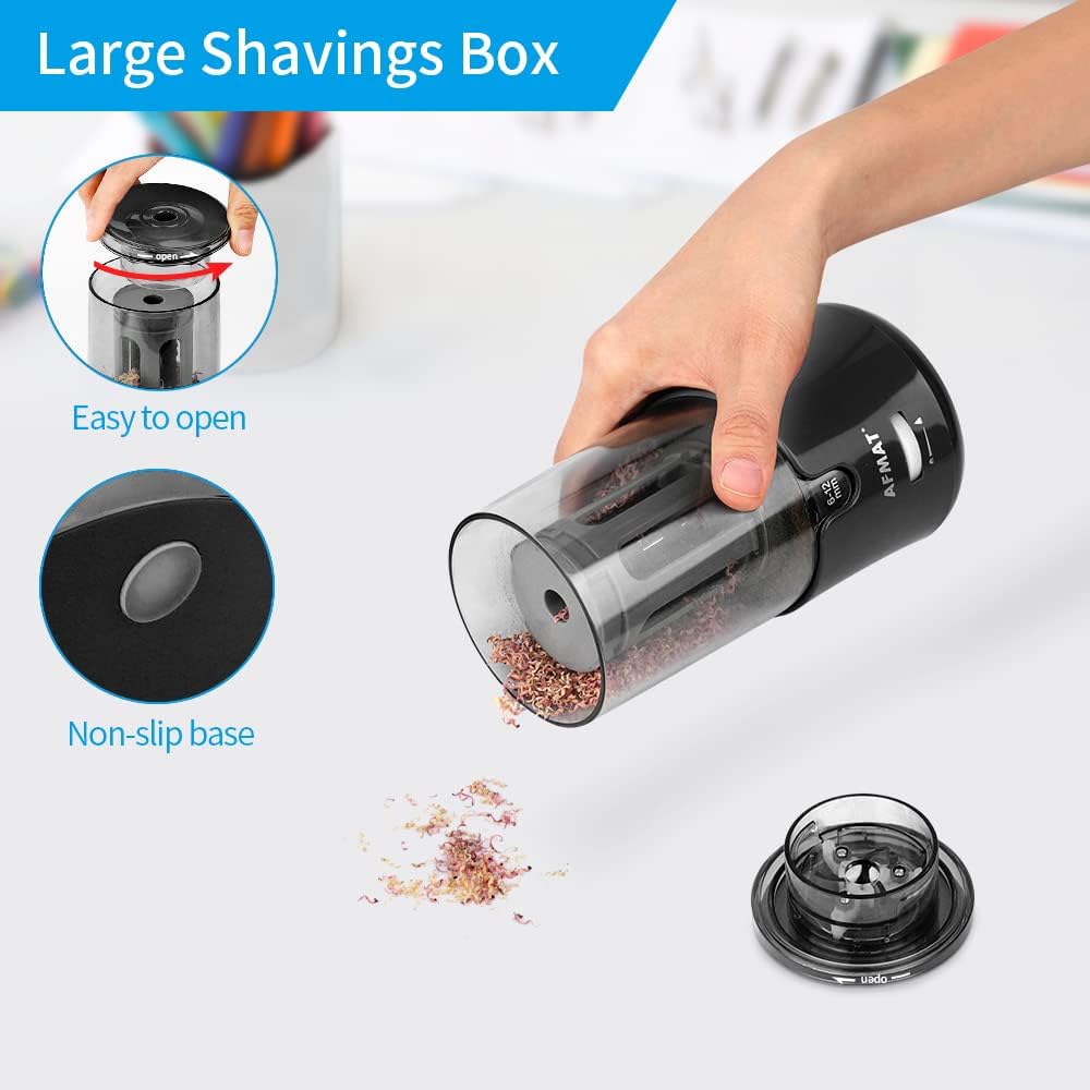 AFMAT Electric Long Point Pencil Sharpener for Artist, Auto Stop & Fast Sharpening, 8-17mm