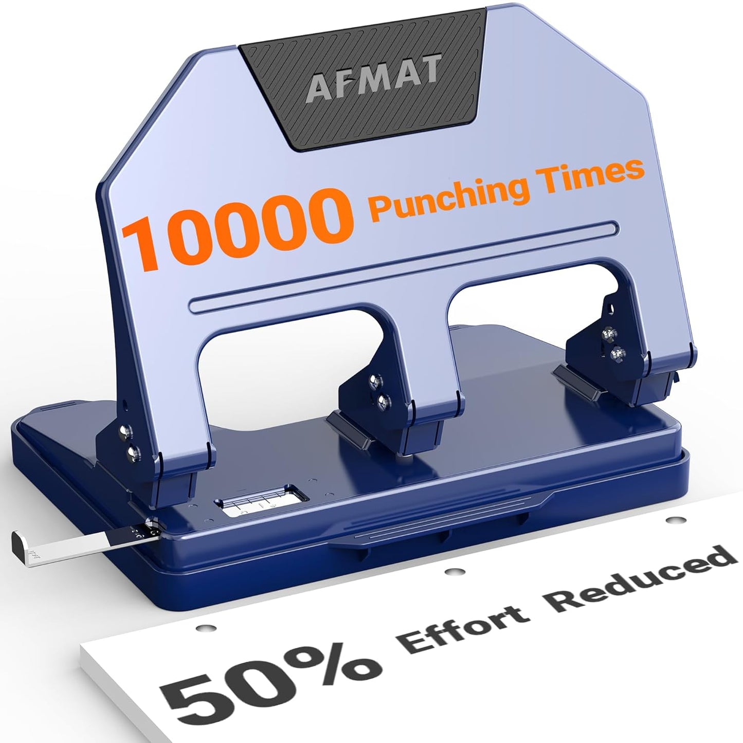 AFMAT 3 Hole Punch Heavy Duty, 40-Sheet 3 Hole Puncher for Binder, Metal Three Hole Punch w/ 10000+ Punching Times