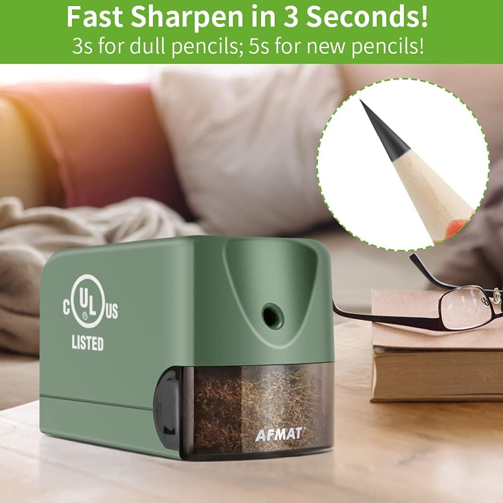 AFMAT Heavy Duty Classroom Pencil Sharpeners for 6.5-8mm No.2/Colored Pencils