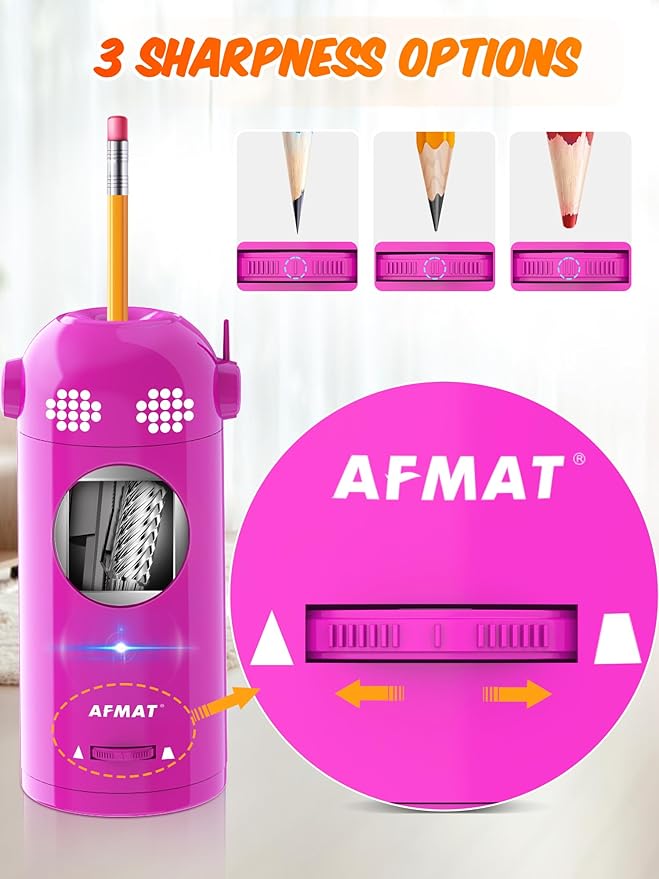 AFMAT PSX5EW Electric Pencil Sharpener Fully Automatic, Robot Pencil Sharpener for 7-11.5mm Pencils,Blue