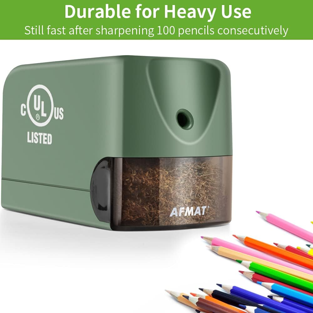 AFMAT Heavy Duty Classroom Pencil Sharpeners for 6.5-8mm No.2/Colored Pencils