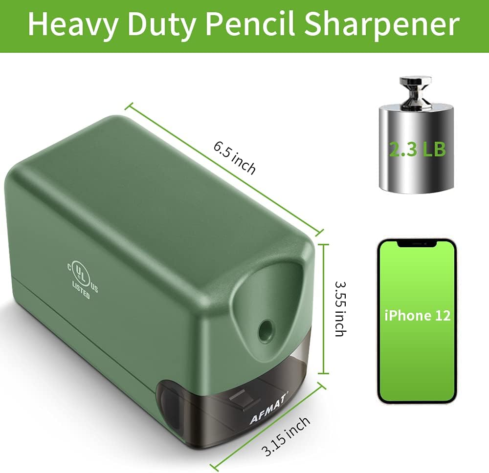 AFMAT Heavy Duty Classroom Pencil Sharpeners for 6.5-8mm No.2/Colored Pencils