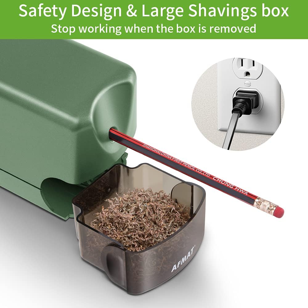 AFMAT Heavy Duty Classroom Pencil Sharpeners for 6.5-8mm No.2/Colored Pencils