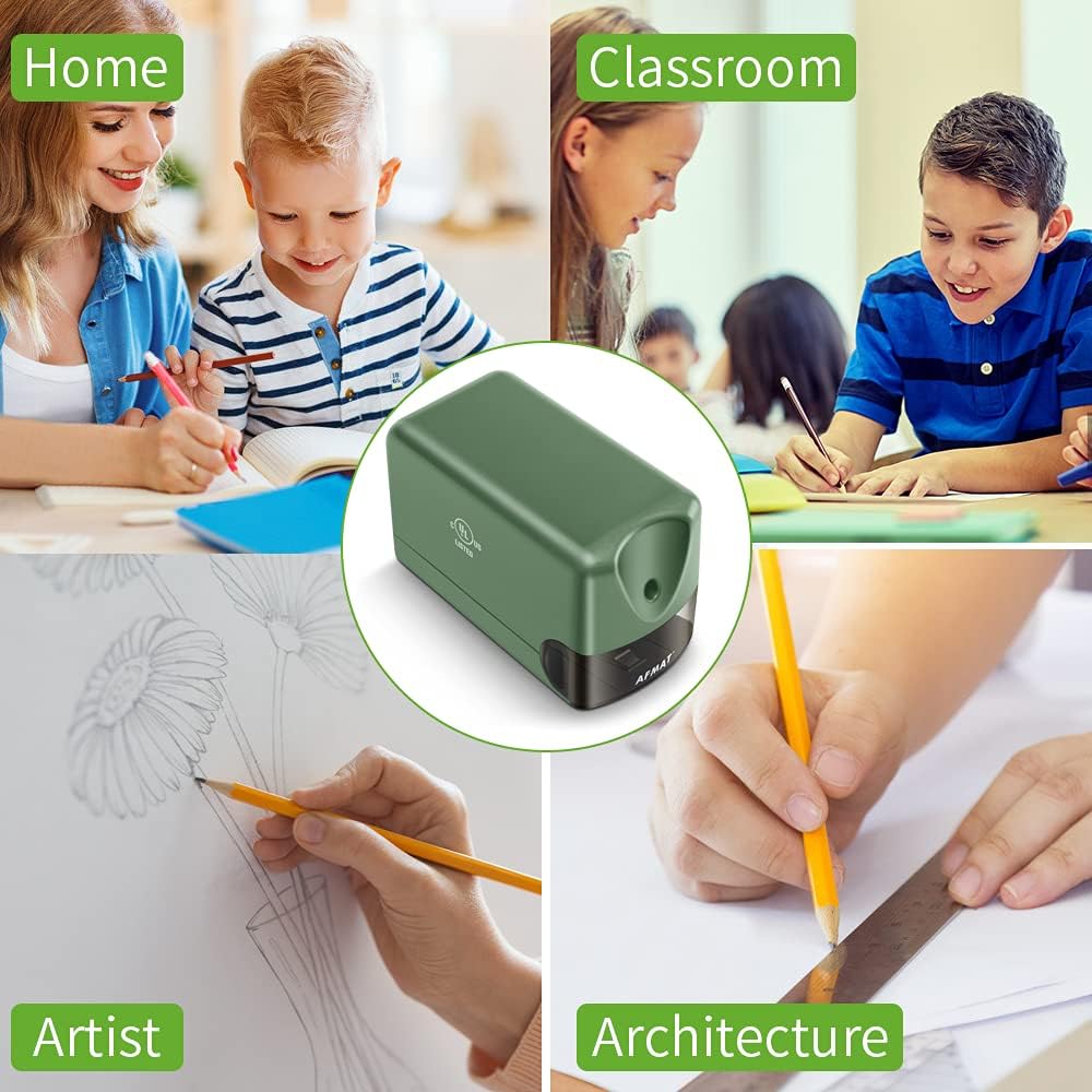 AFMAT PS66 Durable Heavy-Duty Electric Pencil Sharpener for Classrooms for 6.5-8mm No.2/Colored Pencils, Gray