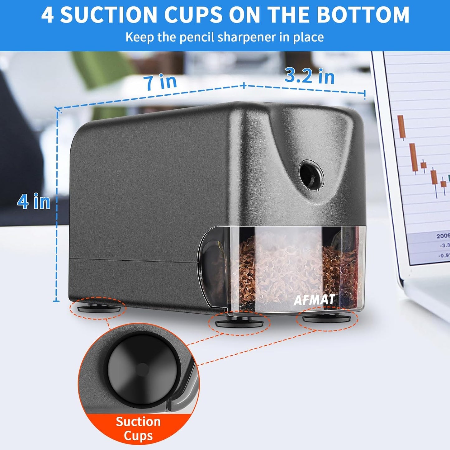AFMAT Heavy Duty Electric Pencil Sharpener, Auto Stop Classroom Pencil Sharpeners for 6-11mm No.2/Colored Pencils