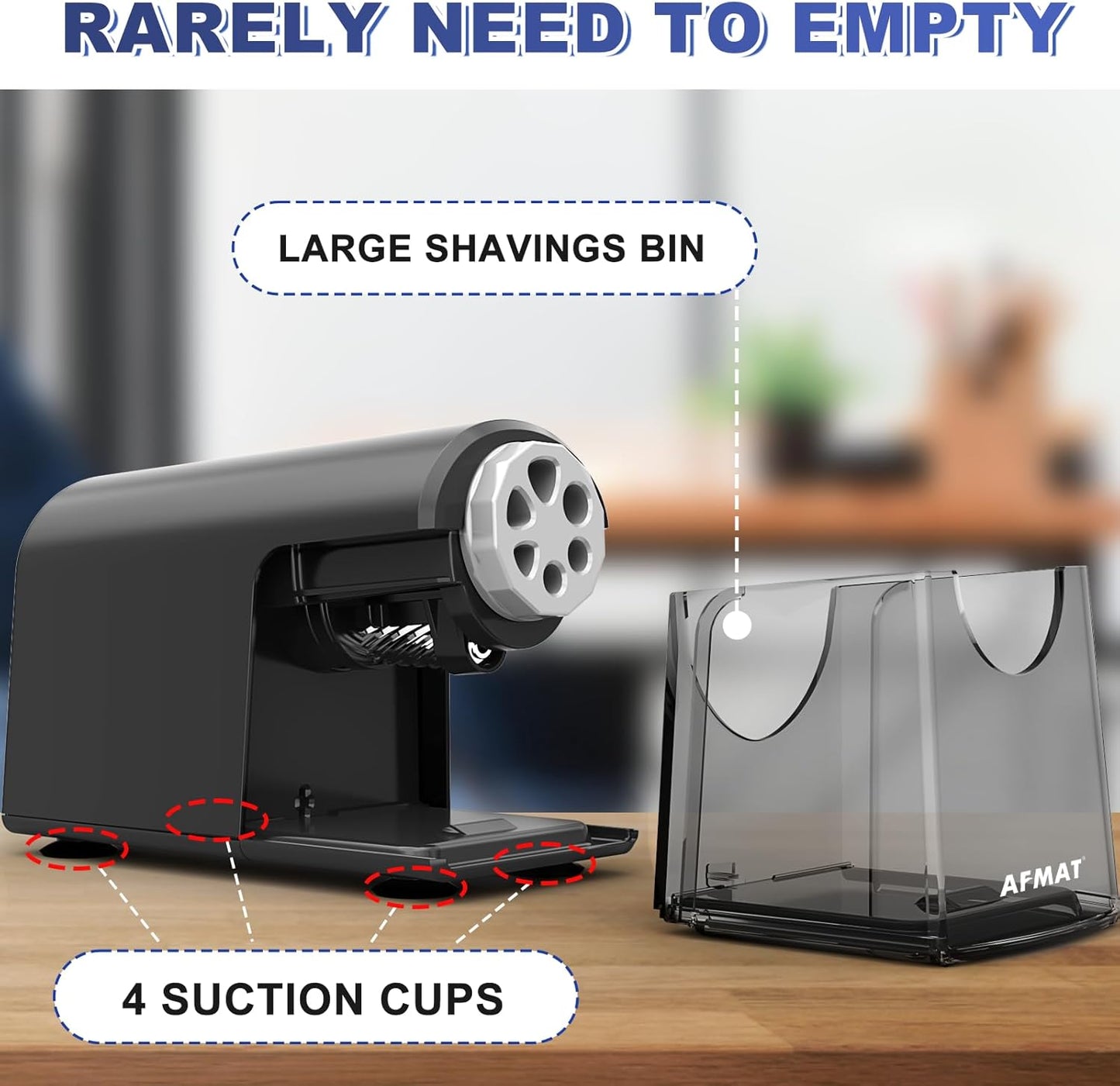 AFMAT Heavy Duty Electric Pencil Sharpener for Classroom, 6 Holes, Electric Pencil Sharpeners for Home