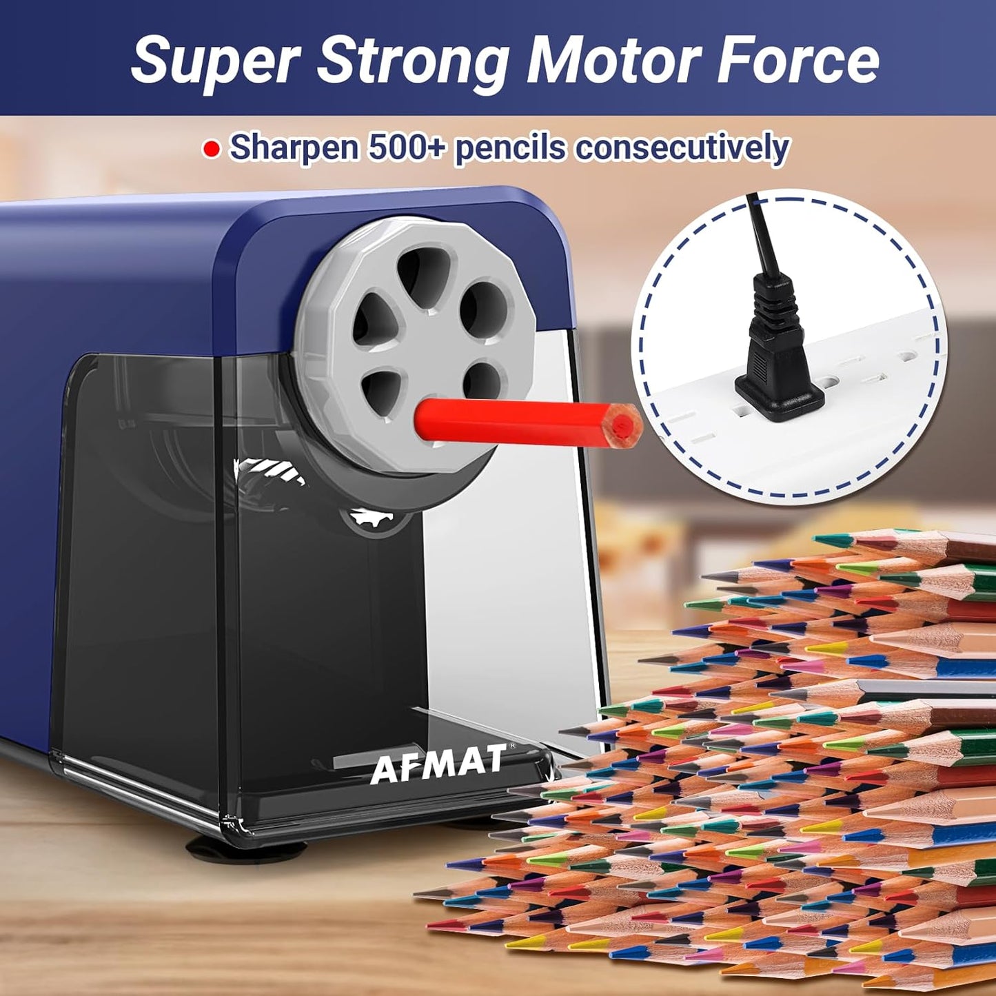 AFMAT Electric Pencil Sharpener Heavy Duty, 6 Holes, Auto Stop Pencil Sharpeners for School