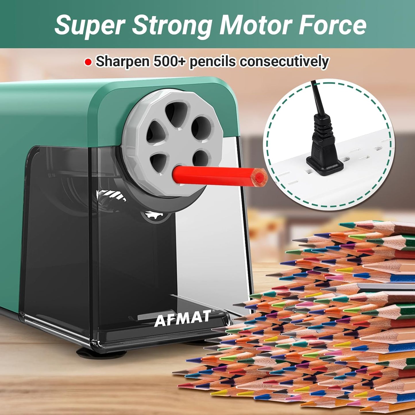 AFMAT Electric Pencil Sharpener Heavy Duty, 6 Holes, Auto Stop Pencil Sharpeners for School