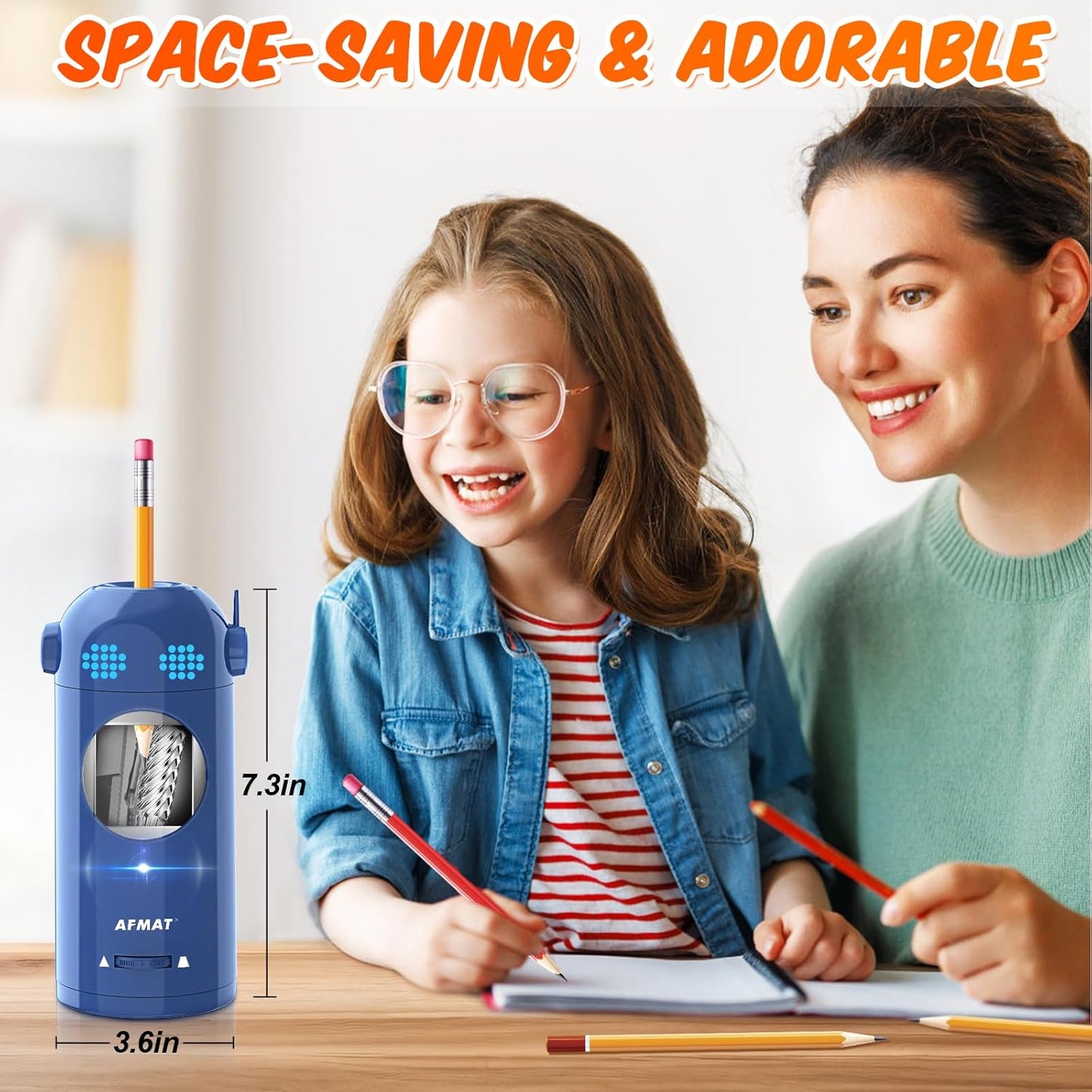 Fully Automatic Electric Colored Pencil Sharpener,AFMAT Electric Pencil Sharpener for Colored Pencils 7-11.5mm