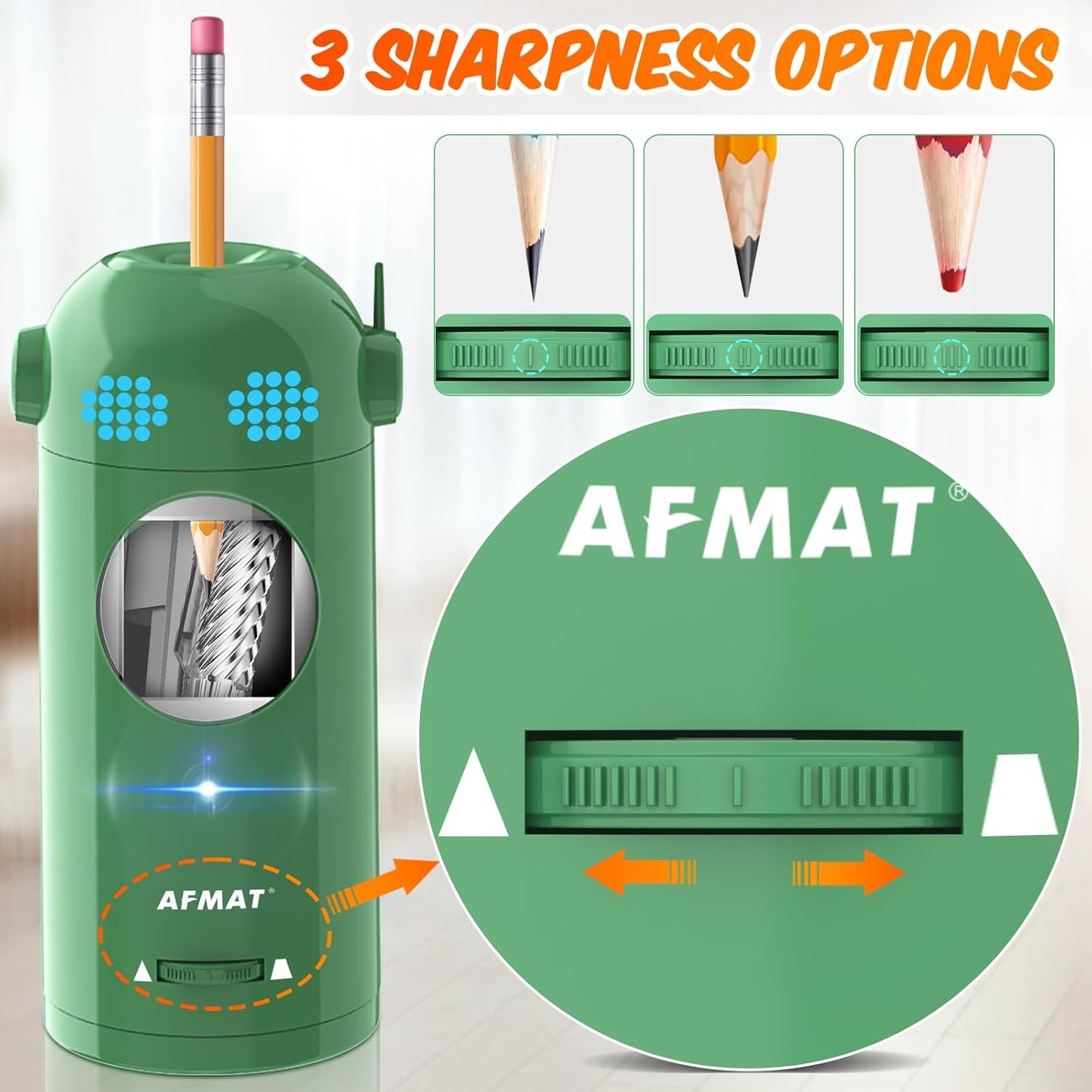 Fully Automatic Electric Colored Pencil Sharpener,AFMAT Electric Pencil Sharpener for Colored Pencils 7-11.5mm