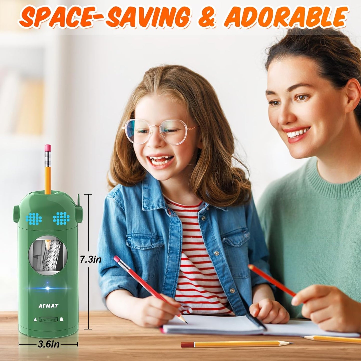 Fully Automatic Electric Colored Pencil Sharpener,AFMAT Electric Pencil Sharpener for Colored Pencils 7-11.5mm