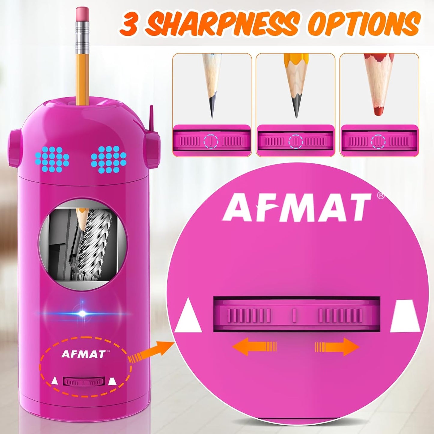 Fully Automatic Electric Colored Pencil Sharpener,AFMAT Electric Pencil Sharpener for Colored Pencils 7-11.5mm