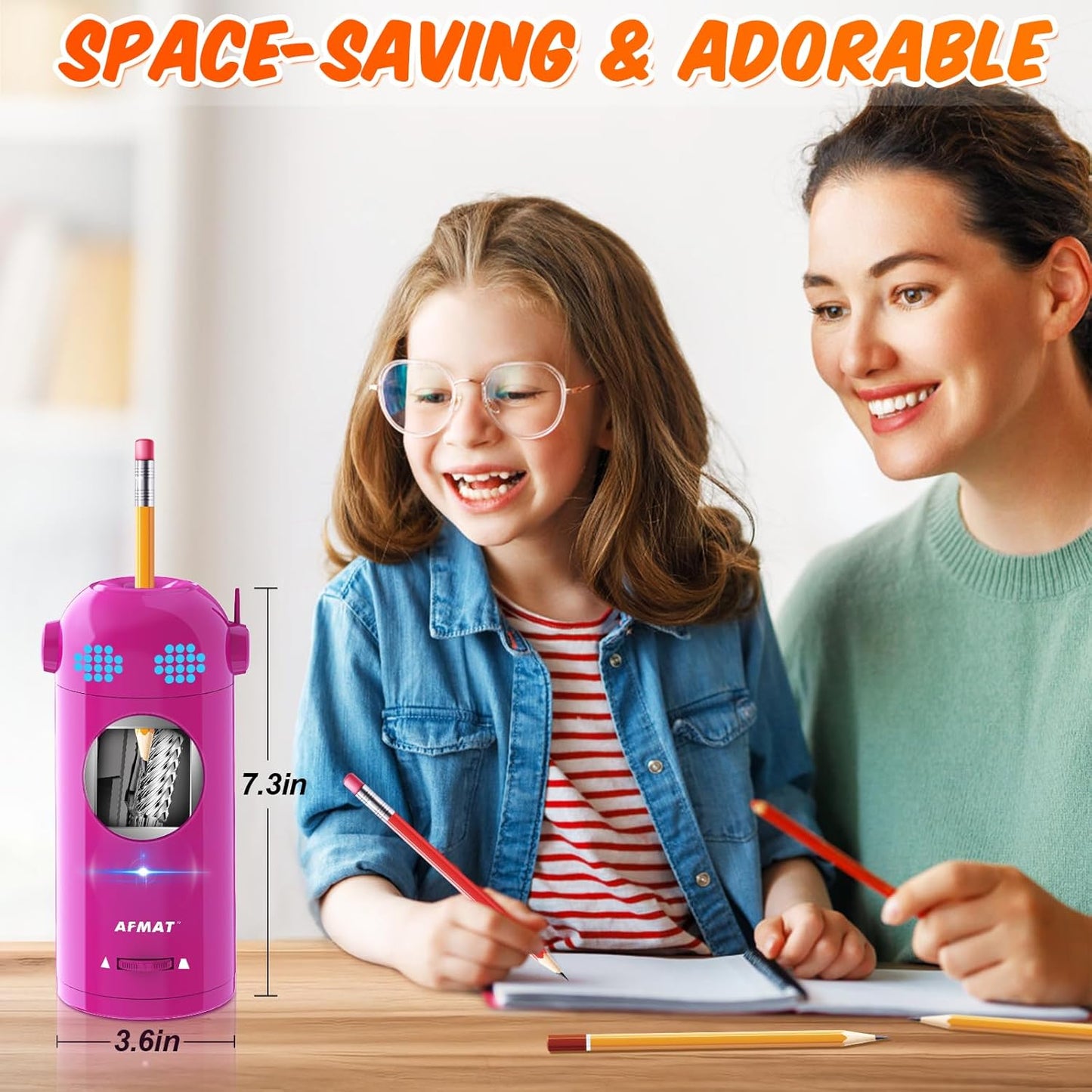 Fully Automatic Electric Colored Pencil Sharpener,AFMAT Electric Pencil Sharpener for Colored Pencils 7-11.5mm