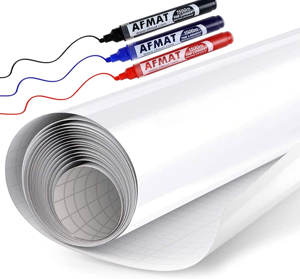 White Board Wallpaper, White Board Roll, Stick on White Boards for Wall, 1.44x11ft Peel and Stick Dry Erase Roll, Stain-Proof