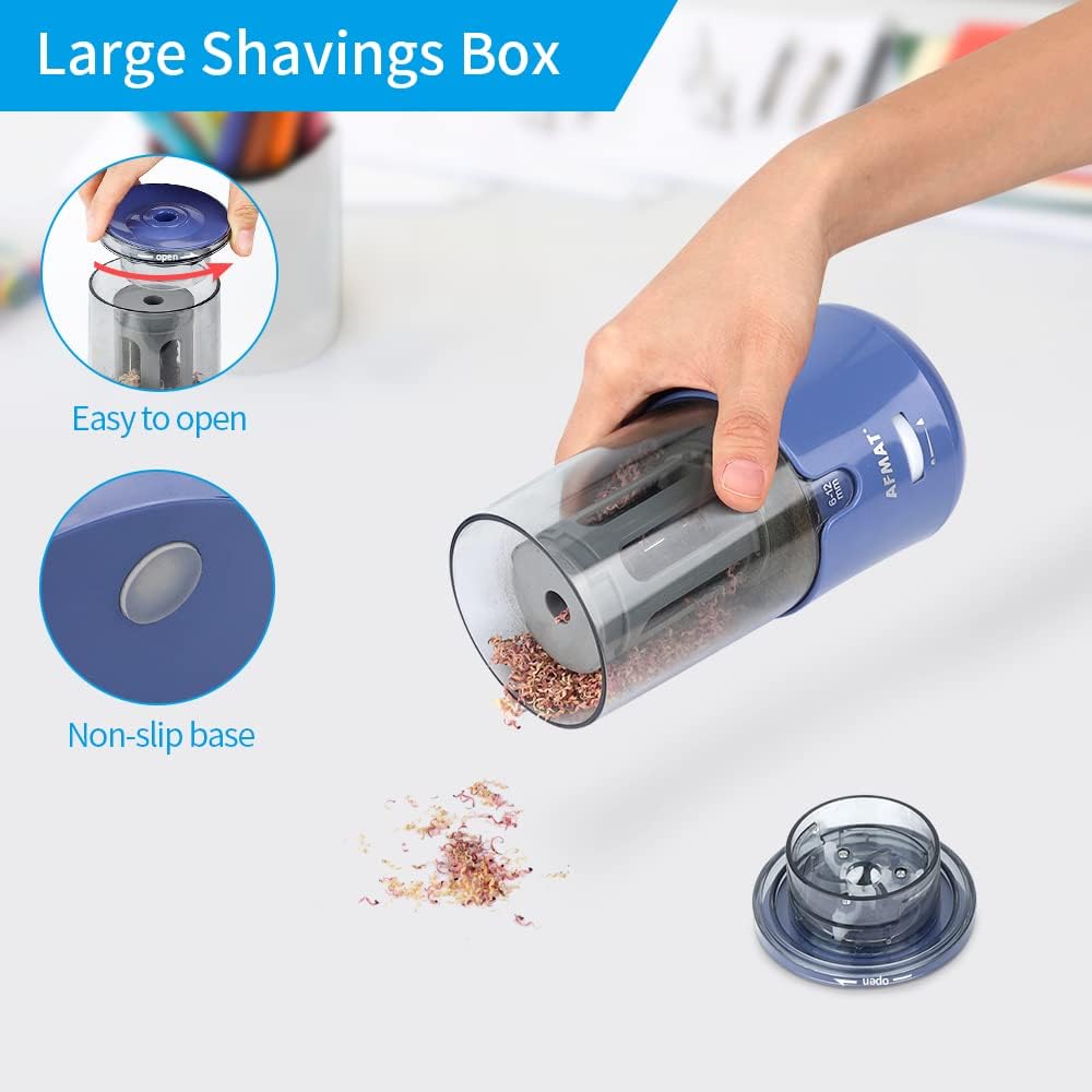 AFMAT Electric Long Point Pencil Sharpener for Artist, Auto Stop & Fast Sharpening, 8-17mm