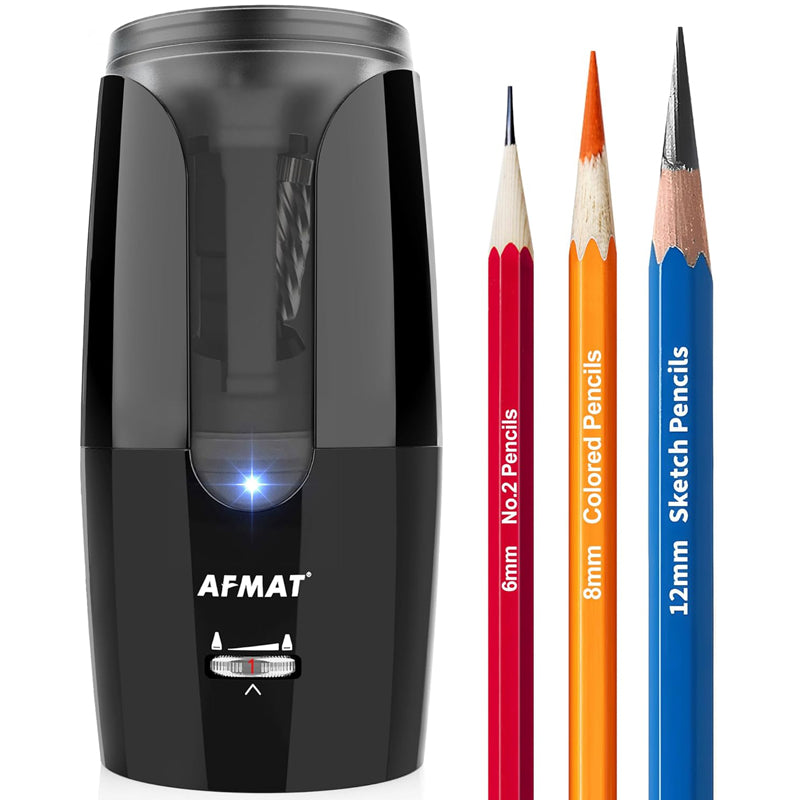 Taille-Crayon Électrique Rechargeable Avec 2 Trous - Automatique Pour Enfants Et Adultes, USB Ou Piles, Noir