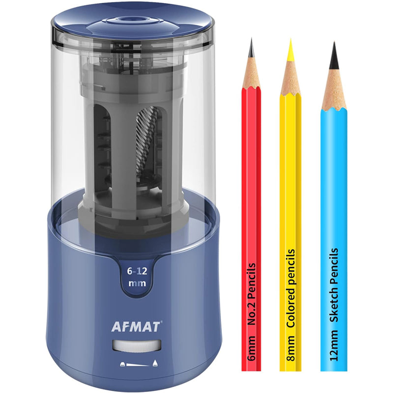 AFMAT Electric Pencil Sharpener - Auto Stop, Super Sharp & Fast, Plug in Pencil Sharpener for 6-12mm No.2/Colored Pencils