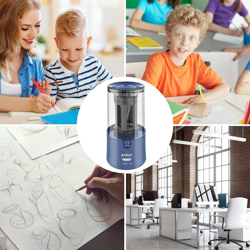 AFMAT Electric Pencil Sharpener - Auto Stop, Super Sharp & Fast, Plug in Pencil Sharpener for 6-12mm No.2/Colored Pencils
