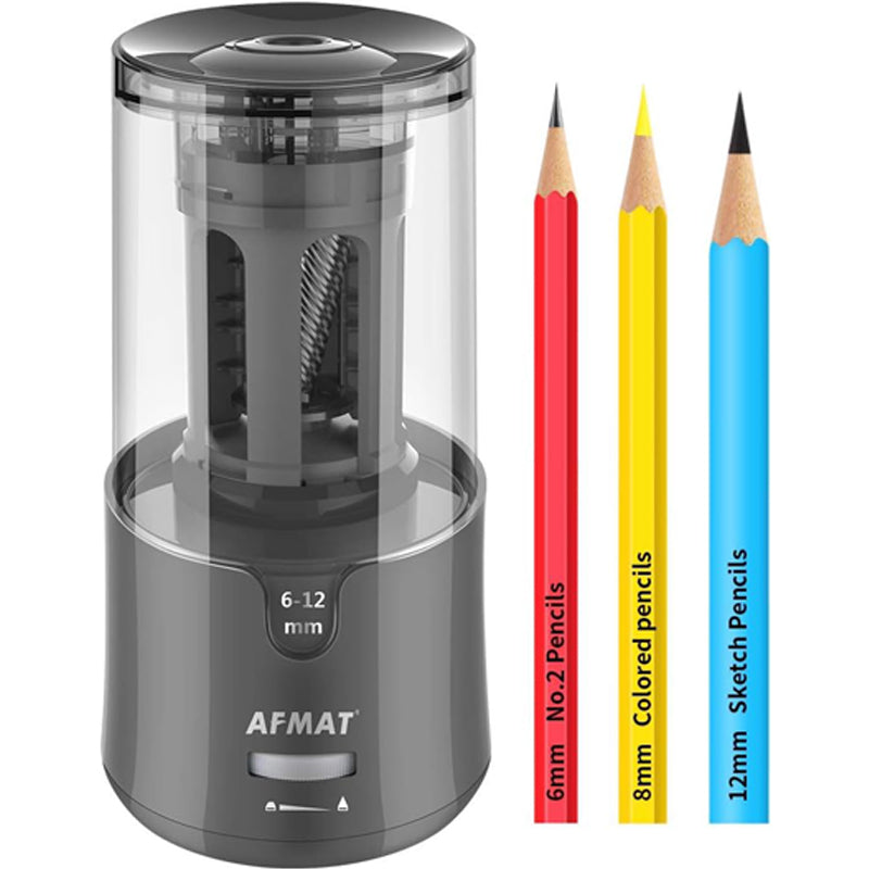 AFMAT Electric Pencil Sharpener - Auto Stop, Super Sharp & Fast, Plug in Pencil Sharpener for 6-12mm No.2/Colored Pencils