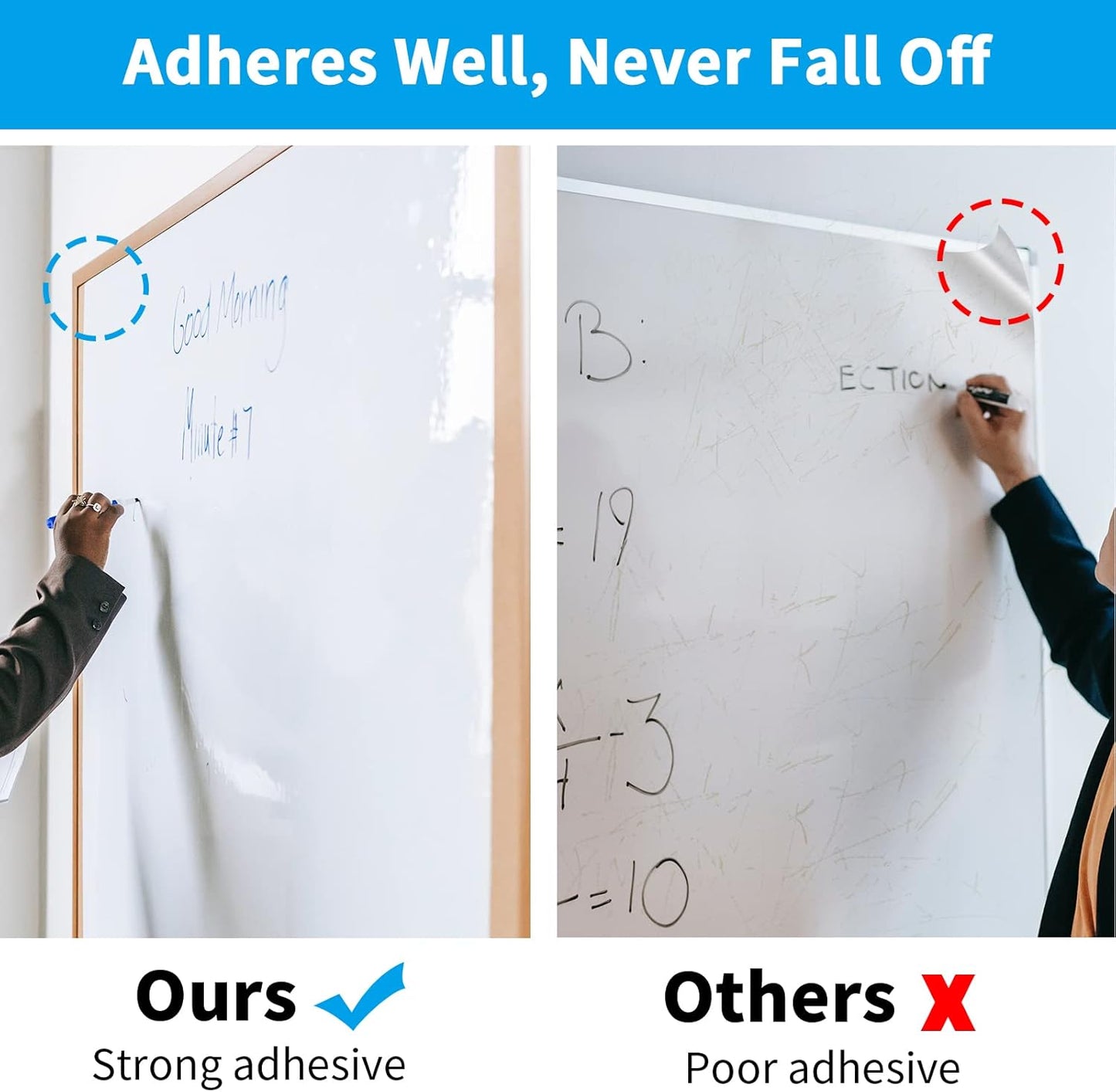 AFMAT WS40 Whiteboard Sticker, 17.3" x 36" Dry Erase Wallpaper, Peel and Stick White Board for Wall