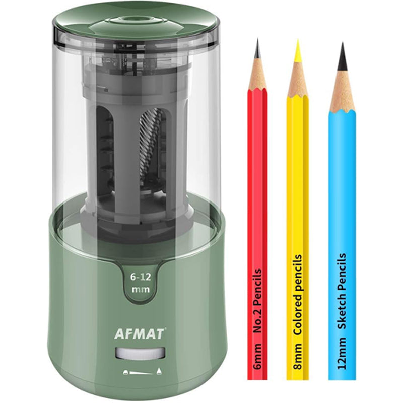 AFMAT Electric Pencil Sharpener - Auto Stop, Super Sharp & Fast, Plug in Pencil Sharpener for 6-12mm No.2/Colored Pencils