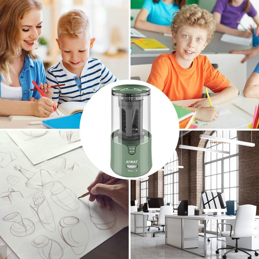 AFMAT Electric Pencil Sharpener - Auto Stop, Super Sharp & Fast, Plug in Pencil Sharpener for 6-12mm No.2/Colored Pencils