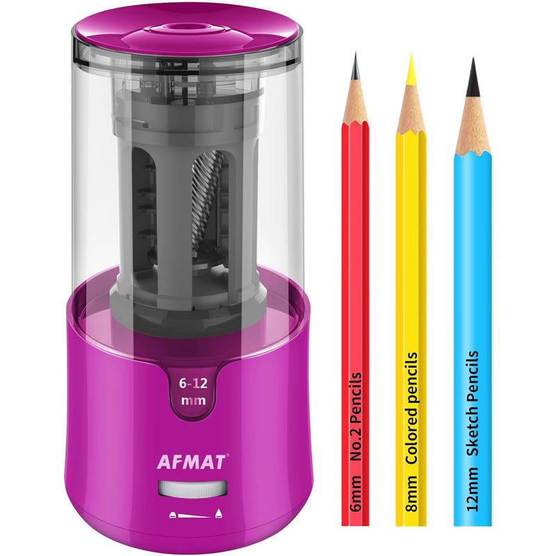AFMAT Electric Pencil Sharpener - Auto Stop, Super Sharp & Fast, Plug in Pencil Sharpener for 6-12mm No.2/Colored Pencils