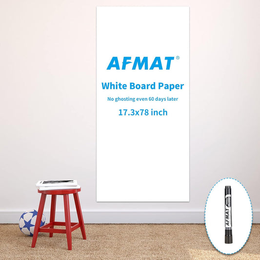 AFMAT WS41 Whiteboard Sticker, 17.3" x 78" Dry Erase Contact Paper, Peel and Stick White Board Wallpaper