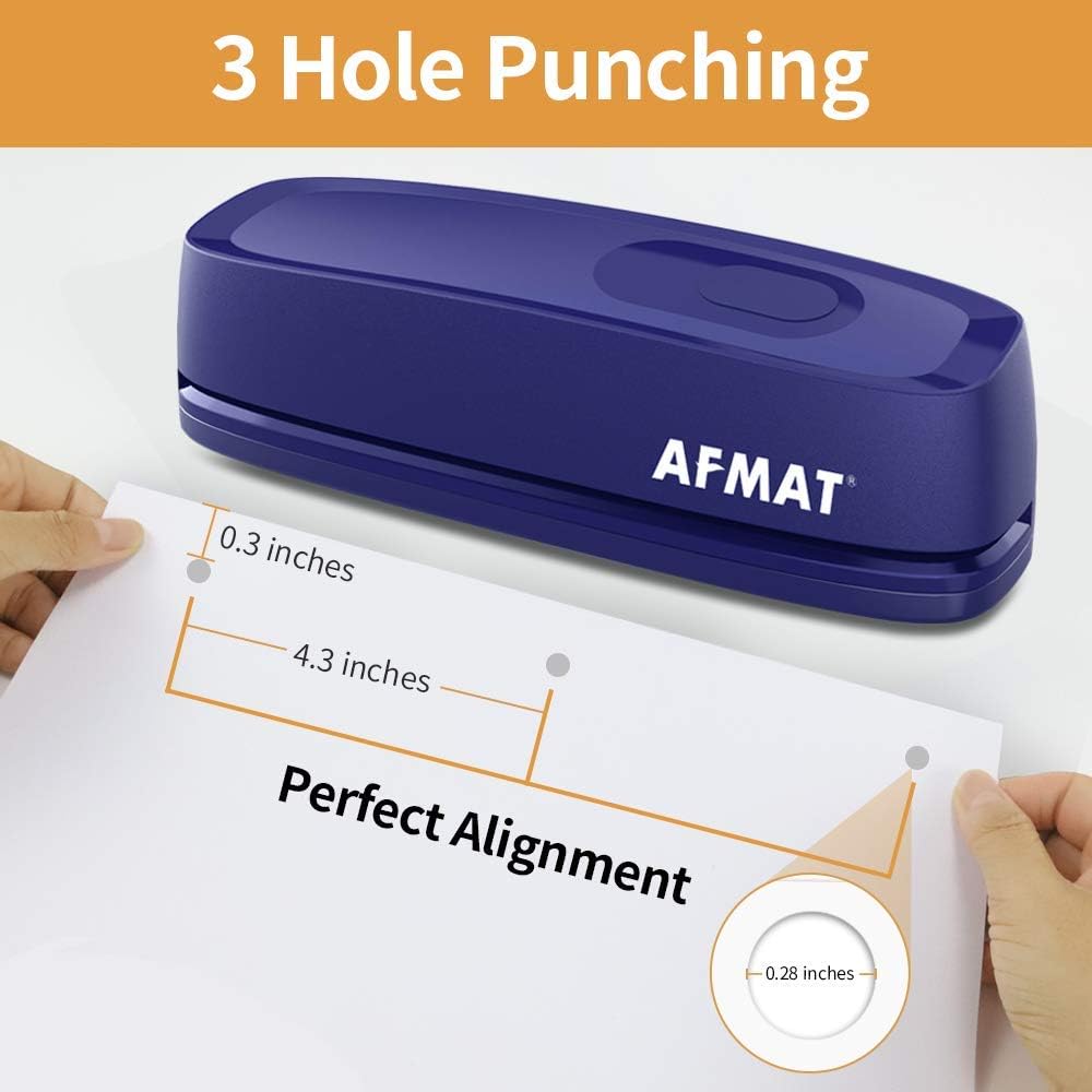 3 Hole Punch, AFMAT Electric Three Hole Punch Heavy Duty, 20-Sheet Punch Capacity