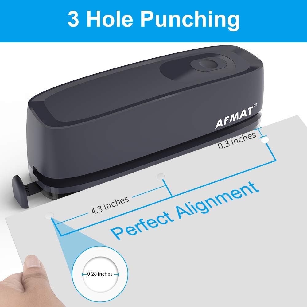 3 Hole Punch, AFMAT Electric Three Hole Punch Heavy Duty, 20-Sheet Punch Capacity