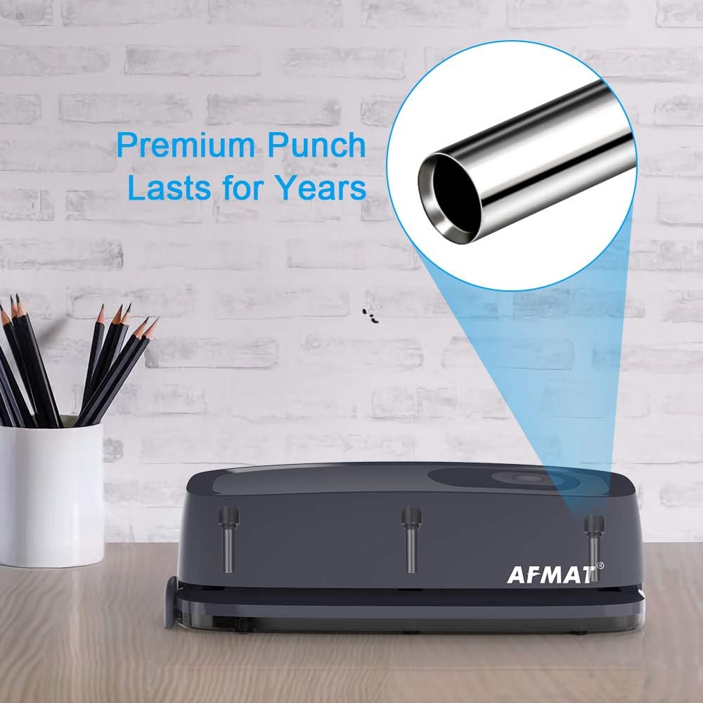 3 Hole Punch, AFMAT Electric Three Hole Punch Heavy Duty, 20-Sheet Punch Capacity